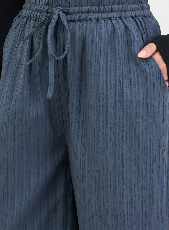 Styli Women Grey Textured Wide Leg Trousers - Image 2